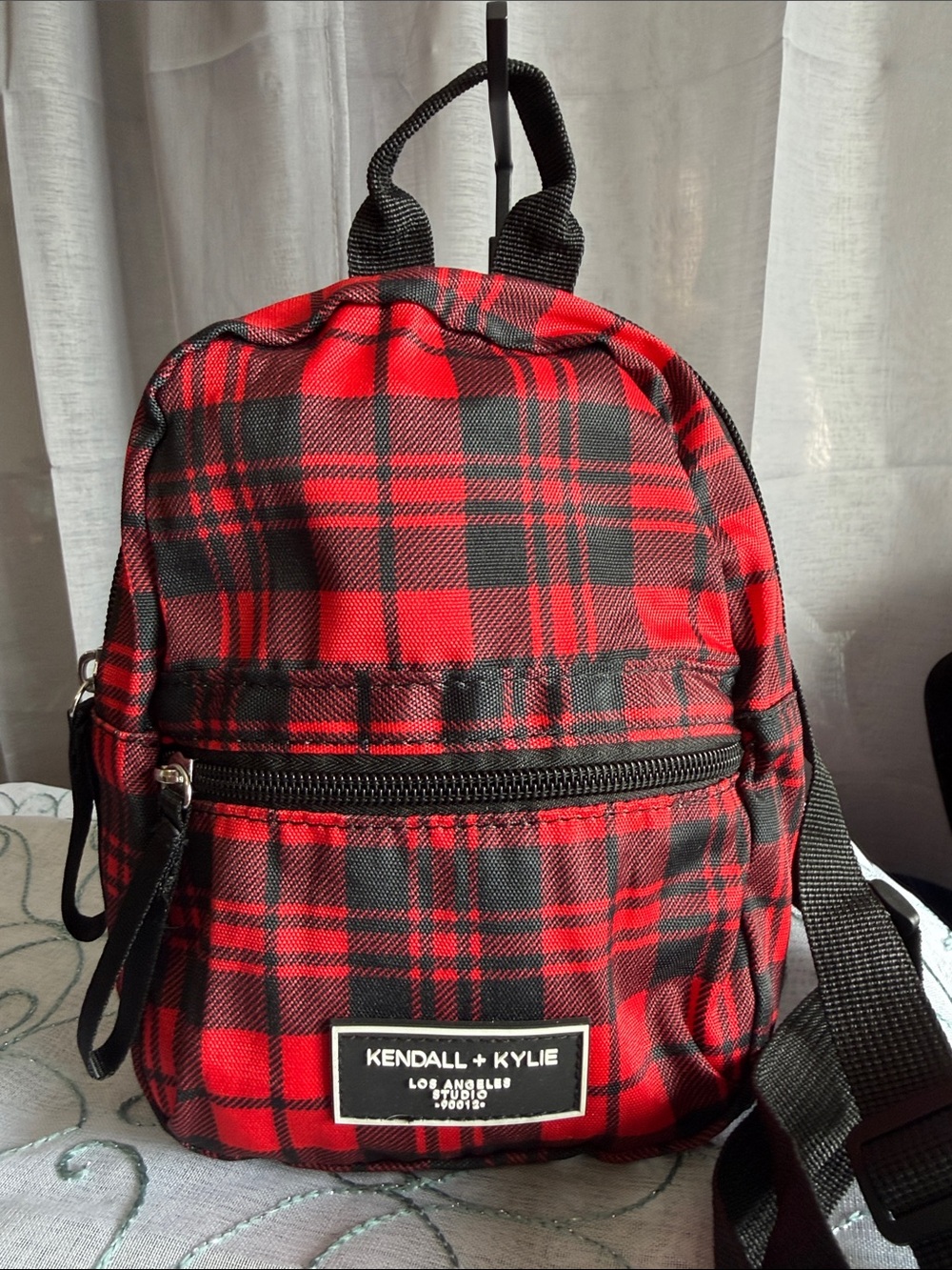 Kendall & Kylie Red and Black Plaid Mini Backpack